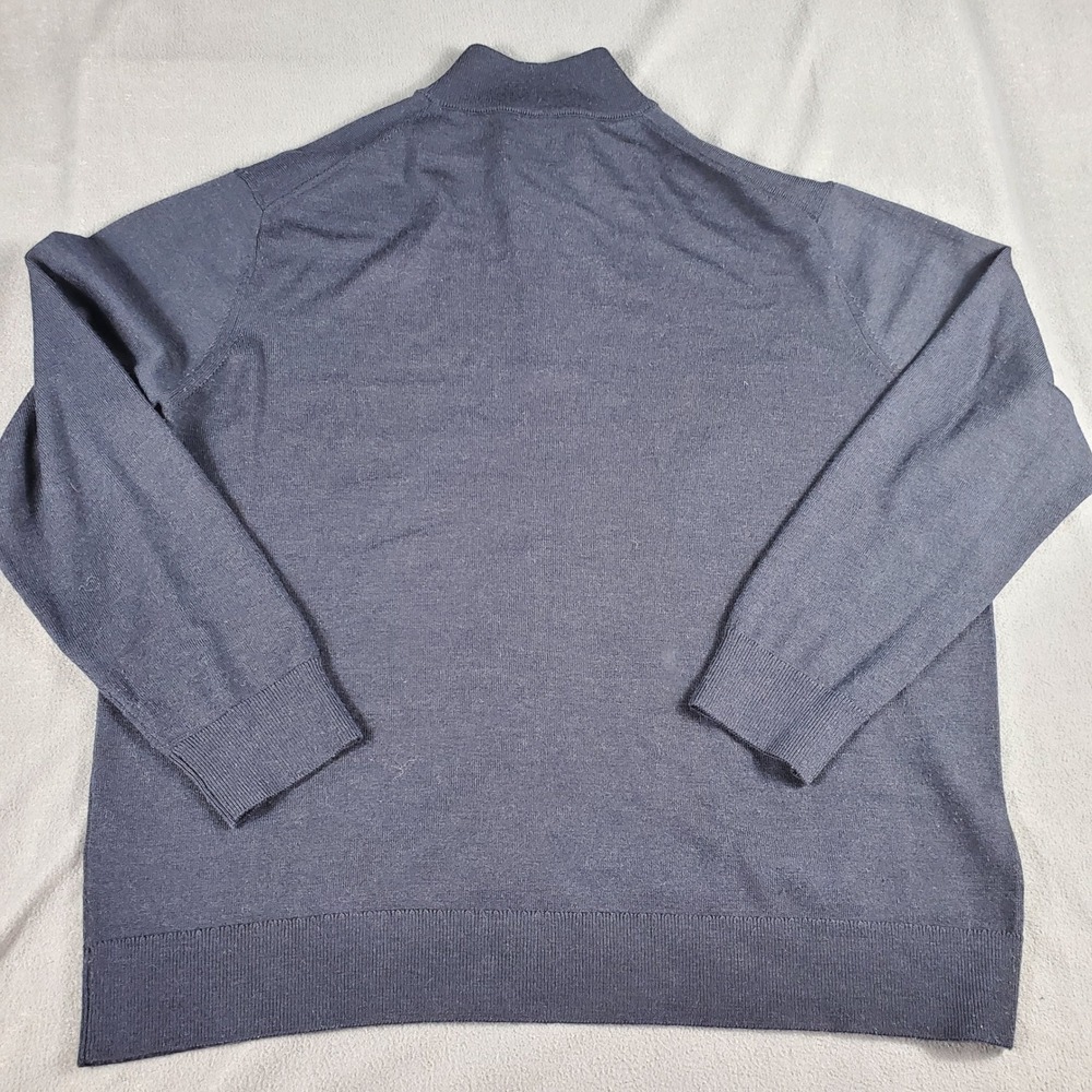 UNTUCKit Mens XX-Large Navy Blue 100% Extra Fine Merino Wool Quarter Zip Sweater - Picture 6 of 6